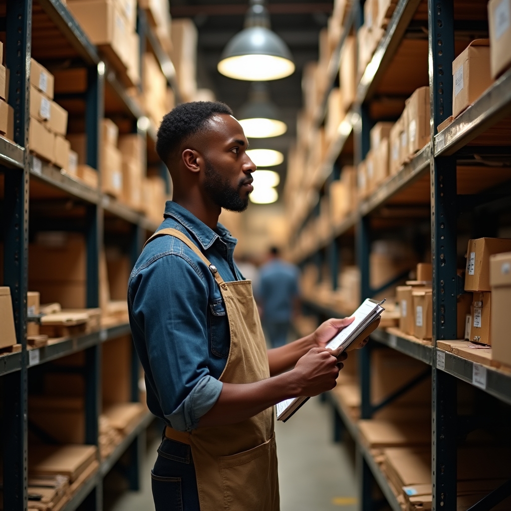 Specialty hand-tool retailer reviewing inventory shelving for category planning